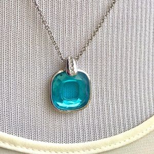 BOGO! Turquoise/ Rhinestone Pendant w/ Silver Chain